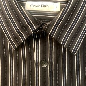 Calvin Klein Button-Down Striped Shirt, Large 100% Cotton